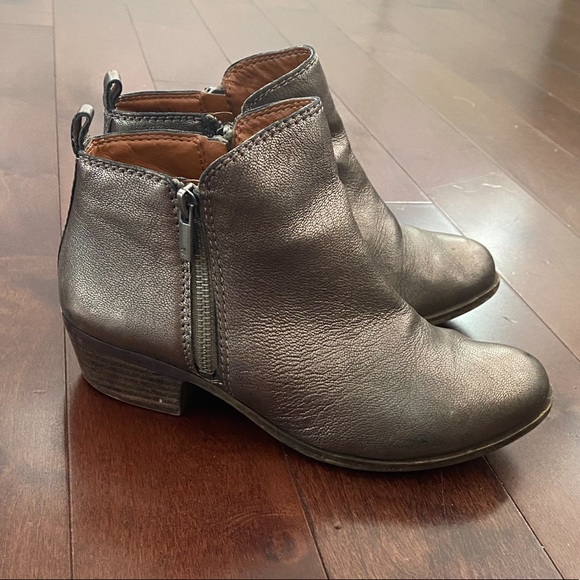 Lucky Brand Shoes - Lucky Brand Gunmetal Leather Booties w Zipper Detailing /Sz 6.5/EUC!!!